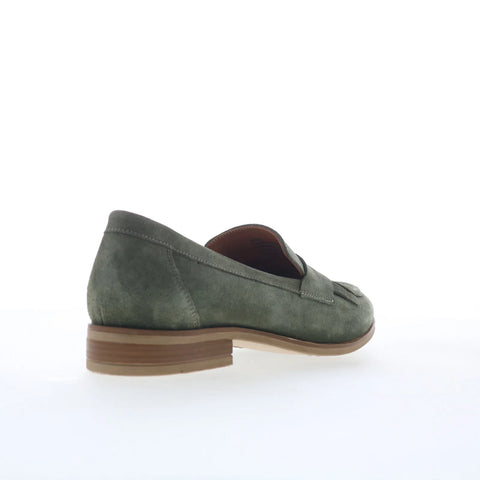 Miz Mooz Ilona Womens Green Suede Slip On Loafer Flats Shoes