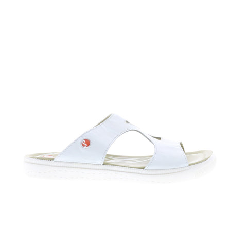 Softinos Inbey INBEY745SOF-000 Womens White Leather Slides Sandals Shoes