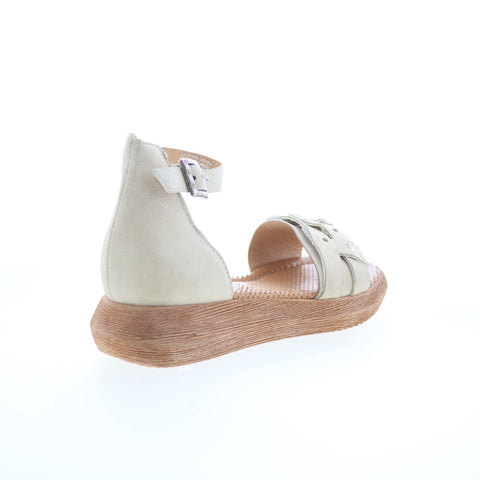 Miz Mooz Indra Womens Beige Leather Hook & Loop Platform Sandals Shoes