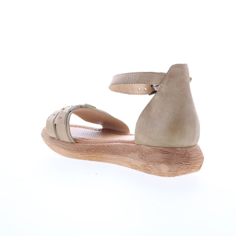 Miz Mooz Indra Womens Brown Leather Hook & Loop Platform Sandals Shoes