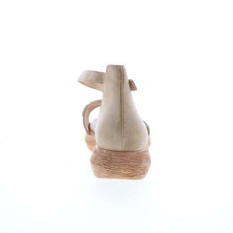 Miz Mooz Indra Womens Brown Leather Hook & Loop Platform Sandals Shoes