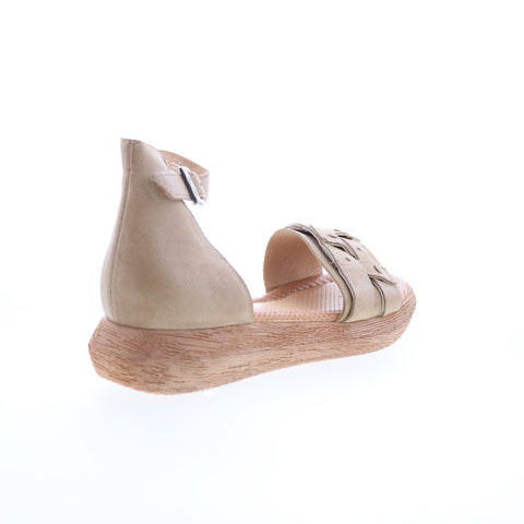 Miz Mooz Indra Womens Brown Leather Hook & Loop Platform Sandals Shoes