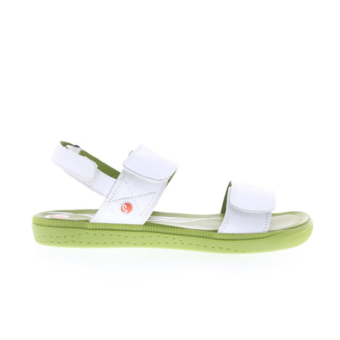 Softinos Indu INDU753SOF-003 Womens White Leather Strap Sandals Shoes