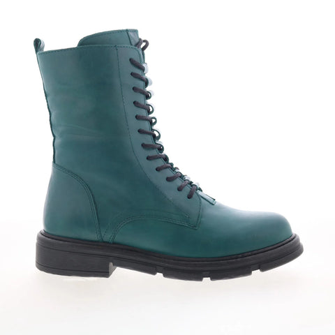 Miz Mooz Issabel Womens Green Leather Zipper Casual Dress Boots