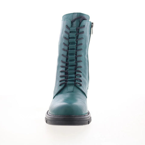 Miz Mooz Issabel Womens Green Leather Zipper Casual Dress Boots