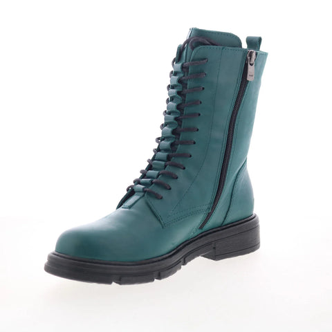 Miz Mooz Issabel Womens Green Leather Zipper Casual Dress Boots