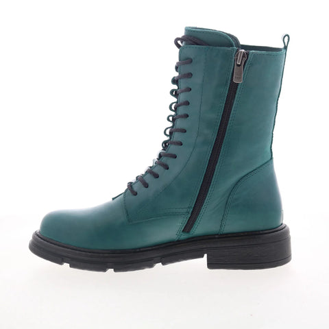 Miz Mooz Issabel Womens Green Leather Zipper Casual Dress Boots