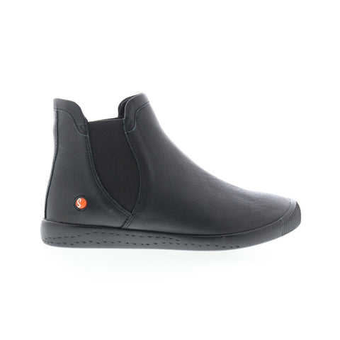 Softinos Itzi ITZI650SOF-000 Womens Black Leather Slip On Chelsea Boots