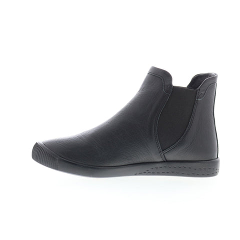 Softinos Itzi ITZI650SOF-000 Womens Black Leather Slip On Chelsea Boots