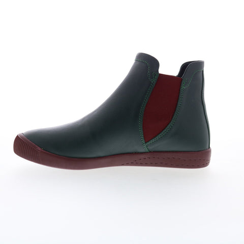 Softinos Itzi ITZI650SOF-009 Womens Green Leather Slip On Chelsea Boots
