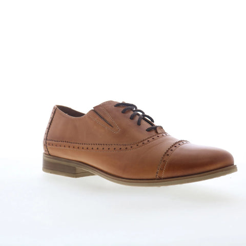 Miz Mooz Ivey Womens Brown Leather Lace Up Oxford Flats Shoes