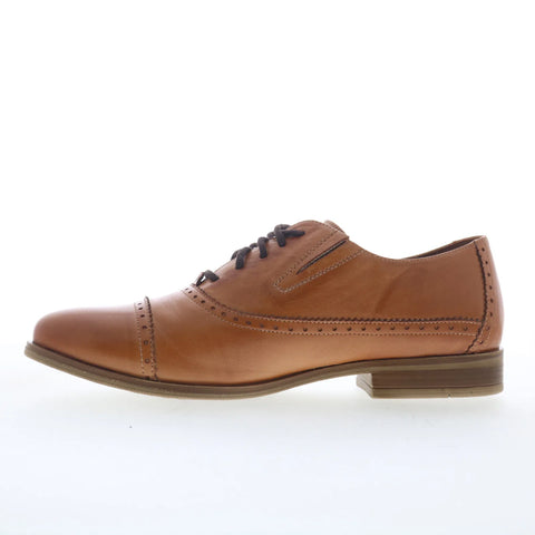 Miz Mooz Ivey Womens Brown Leather Lace Up Oxford Flats Shoes