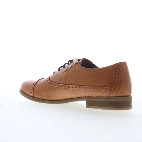 Miz Mooz Ivey Womens Brown Leather Lace Up Oxford Flats Shoes