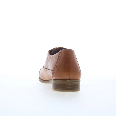 Miz Mooz Ivey Womens Brown Leather Lace Up Oxford Flats Shoes