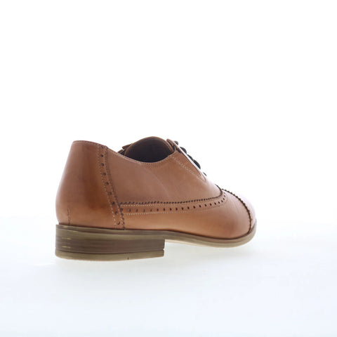 Miz Mooz Ivey Womens Brown Leather Lace Up Oxford Flats Shoes