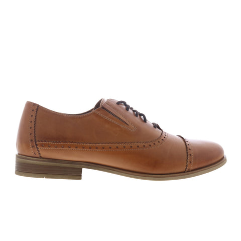 Miz Mooz Ivey Womens Brown Leather Lace Up Oxford Flats Shoes