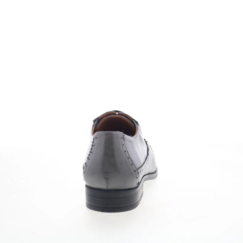 Miz Mooz Ivey Womens Gray Leather Lace Up Oxford Flats Shoes