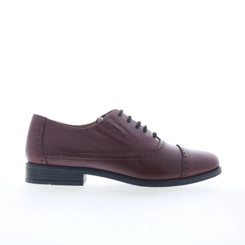 Miz Mooz Ivey Womens Red Leather Lace Up Oxford Flats Shoes