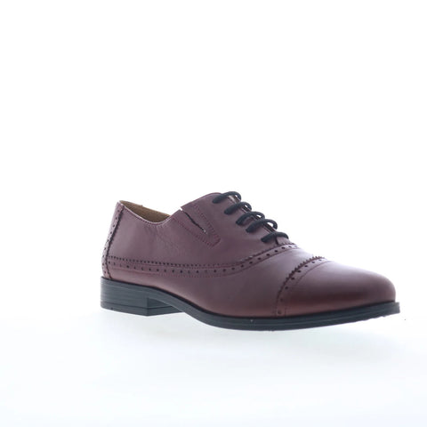 Miz Mooz Ivey Womens Red Leather Lace Up Oxford Flats Shoes