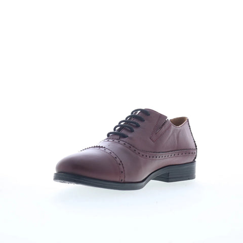 Miz Mooz Ivey Womens Red Leather Lace Up Oxford Flats Shoes