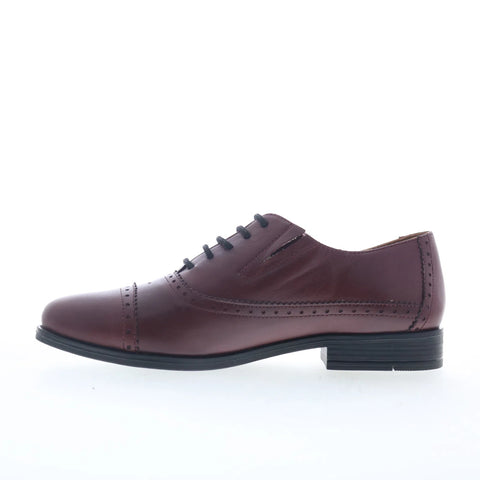 Miz Mooz Ivey Womens Red Leather Lace Up Oxford Flats Shoes