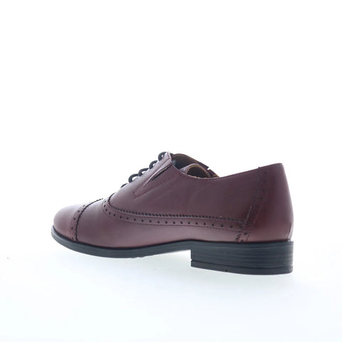 Miz Mooz Ivey Womens Red Leather Lace Up Oxford Flats Shoes