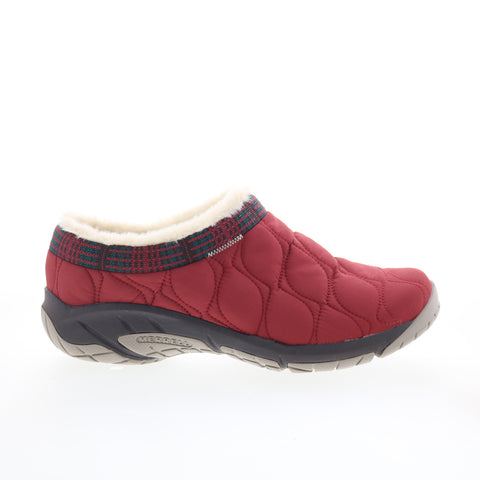 Merrell Encore Ice 4 Puff J005208 Womens Red Canvas Slip On Clog Flats Shoes