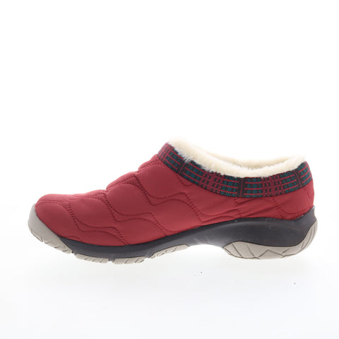 Merrell Encore Ice 4 Puff J005208 Womens Red Canvas Slip On Clog Flats Shoes