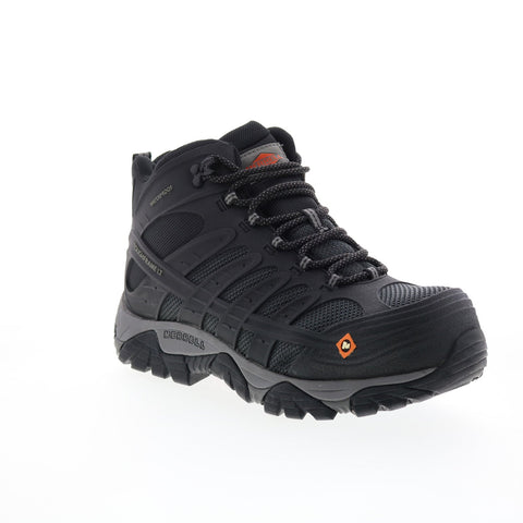Merrell Moab Velocity Mid WP Carbon Fiber Mens Black Wide Work Boots