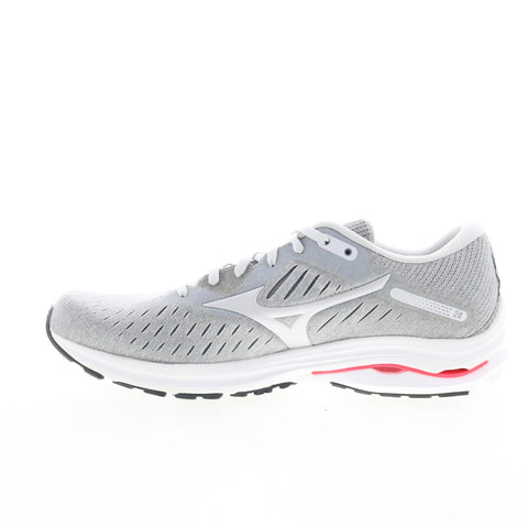 Mizuno Wave Rider 24 J1GD200346 Womens Gray Mesh Athletic Running Shoes