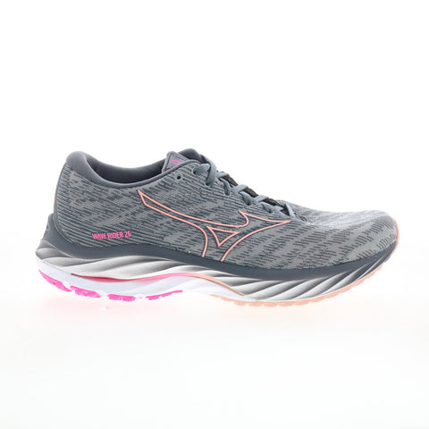 Mizuno Wave Rider 26 J1GD225421 Womens Gray Canvas Athletic Running Shoes