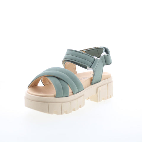 Fly London Jada JADA854FLY-007 Womens Green Leather Strap Sandals Shoes