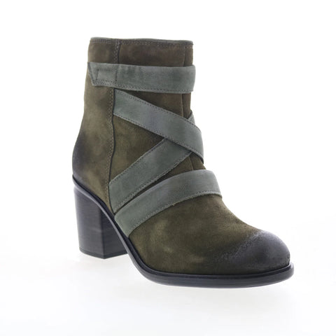 Miz Mooz Jalissa Womens Green Suede Zipper Ankle & Booties Boots