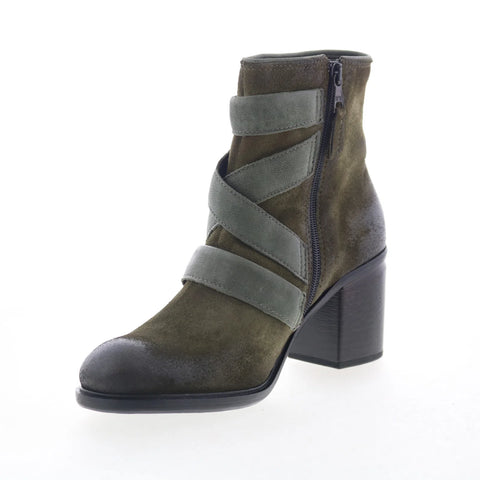Miz Mooz Jalissa Womens Green Suede Zipper Ankle & Booties Boots