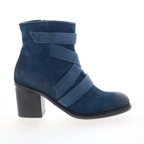Miz Mooz Jalissa Womens Blue Suede Zipper Ankle & Booties Boots