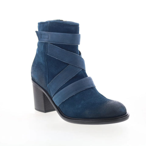 Miz Mooz Jalissa Womens Blue Suede Zipper Ankle & Booties Boots