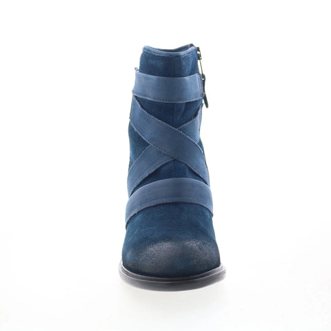 Miz Mooz Jalissa Womens Blue Suede Zipper Ankle & Booties Boots