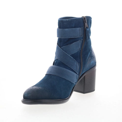 Miz Mooz Jalissa Womens Blue Suede Zipper Ankle & Booties Boots
