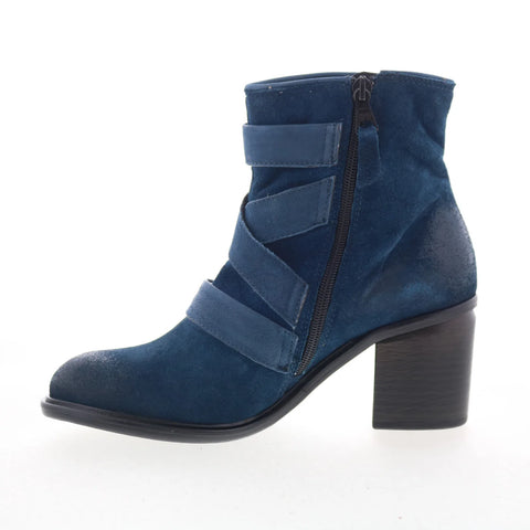 Miz Mooz Jalissa Womens Blue Suede Zipper Ankle & Booties Boots