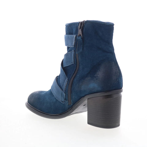 Miz Mooz Jalissa Womens Blue Suede Zipper Ankle & Booties Boots