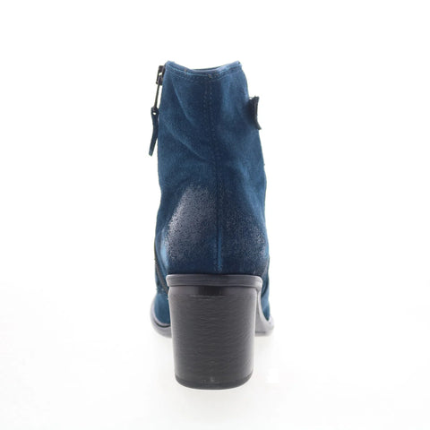 Miz Mooz Jalissa Womens Blue Suede Zipper Ankle & Booties Boots