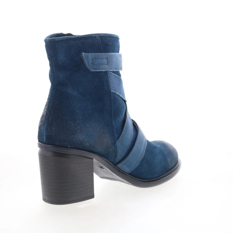 Miz Mooz Jalissa Womens Blue Suede Zipper Ankle & Booties Boots