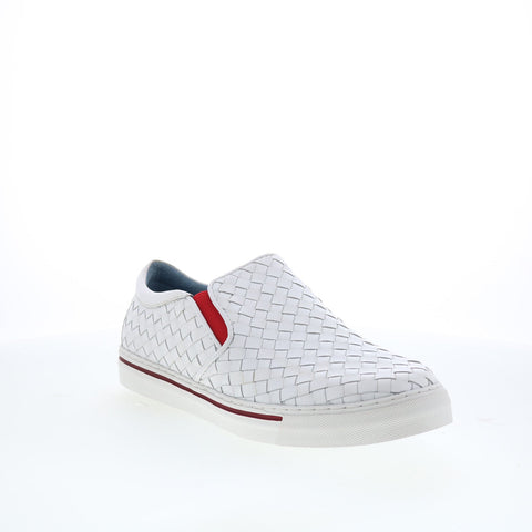 Robert Zur James-13 Mens White Leather Slip On Lifestyle Sneakers Shoes