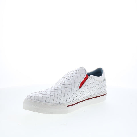 Robert Zur James-13 Mens White Leather Slip On Lifestyle Sneakers Shoes