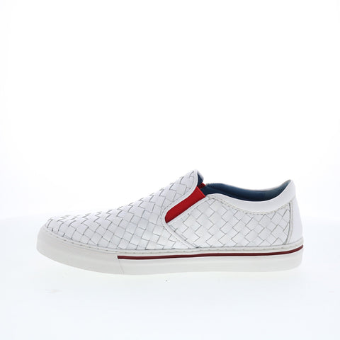 Robert Zur James-13 Mens White Leather Slip On Lifestyle Sneakers Shoes