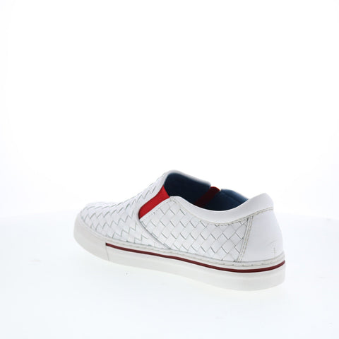 Robert Zur James-13 Mens White Leather Slip On Lifestyle Sneakers Shoes