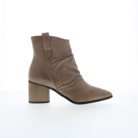 Miz Mooz Jared Womens Beige Leather Zipper Ankle & Booties Boots