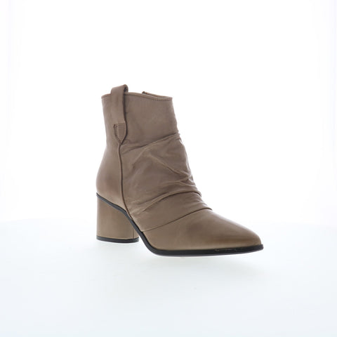 Miz Mooz Jared Womens Beige Leather Zipper Ankle & Booties Boots