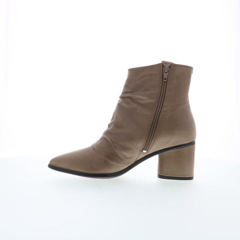 Miz Mooz Jared Womens Beige Leather Zipper Ankle & Booties Boots