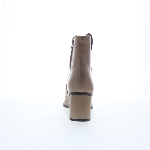 Miz Mooz Jared Womens Beige Leather Zipper Ankle & Booties Boots